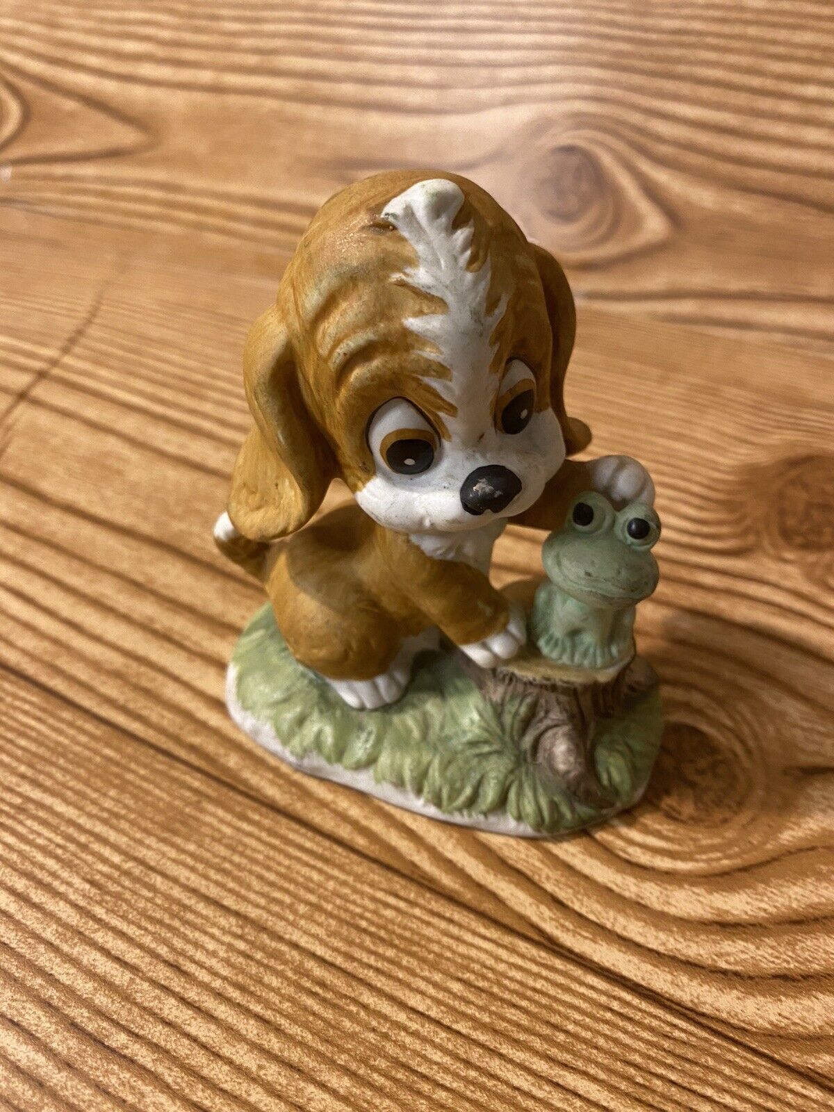 Vintage Napco Ware Porcelain Figurine Puppy Dog & Frog Friend 3.5"x 3.5" ~ Japan
