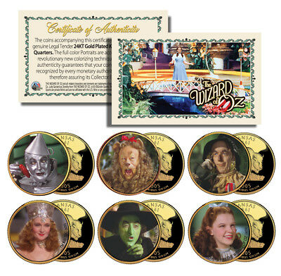 Wizard Of Oz Kansas Us Statehood Quarter 24k Gold Plated 6-coin Set *licensed*