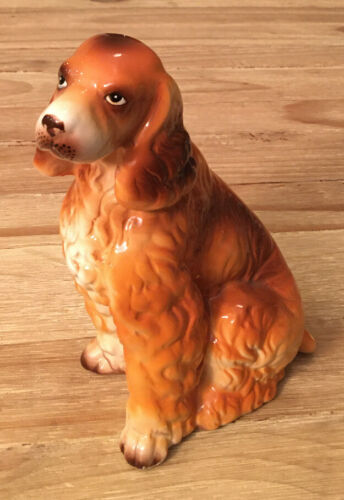 Vintage Ceramic 8" Brown Cocker Spaniel Spaniels Dog Figurine Decor Japan