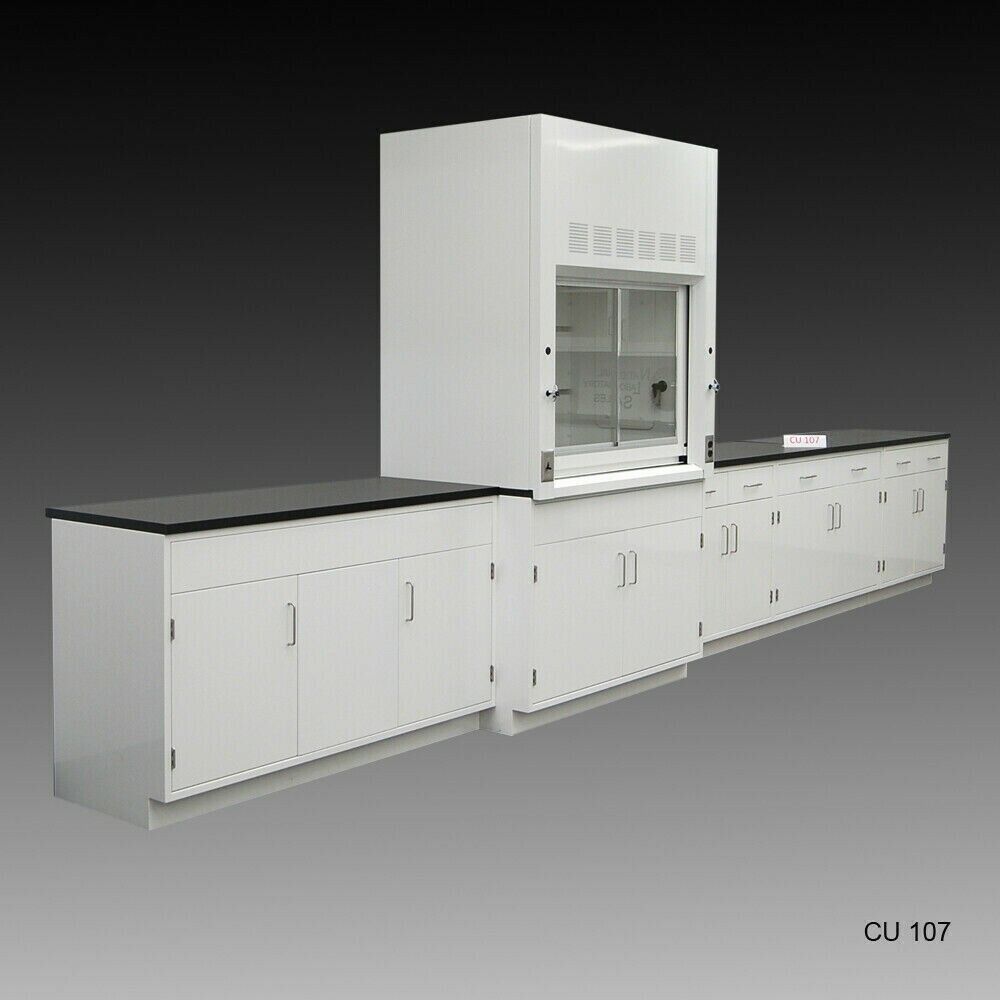 4' Fisher American  Fume Hood w/ Storage & 15' Laboratory Cabinets / E1-213