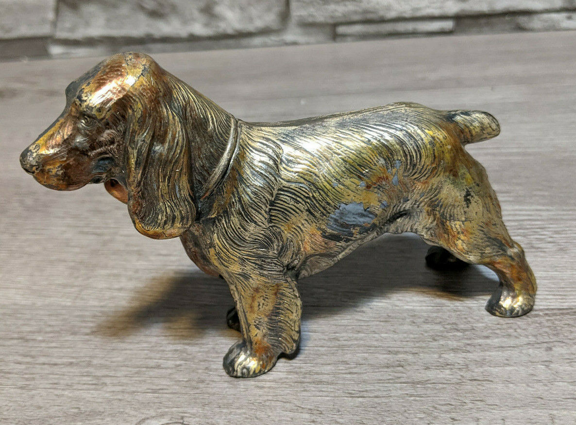 Vintage 5" X 3.5" Cast Metal Cocker Spaniel Puppy Dog Animal Figurine