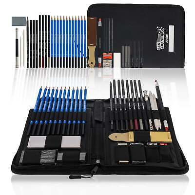 40pc Drawing & Sketching Art Set Pro Artist Kit, Graphite Charcoal Pencils Case