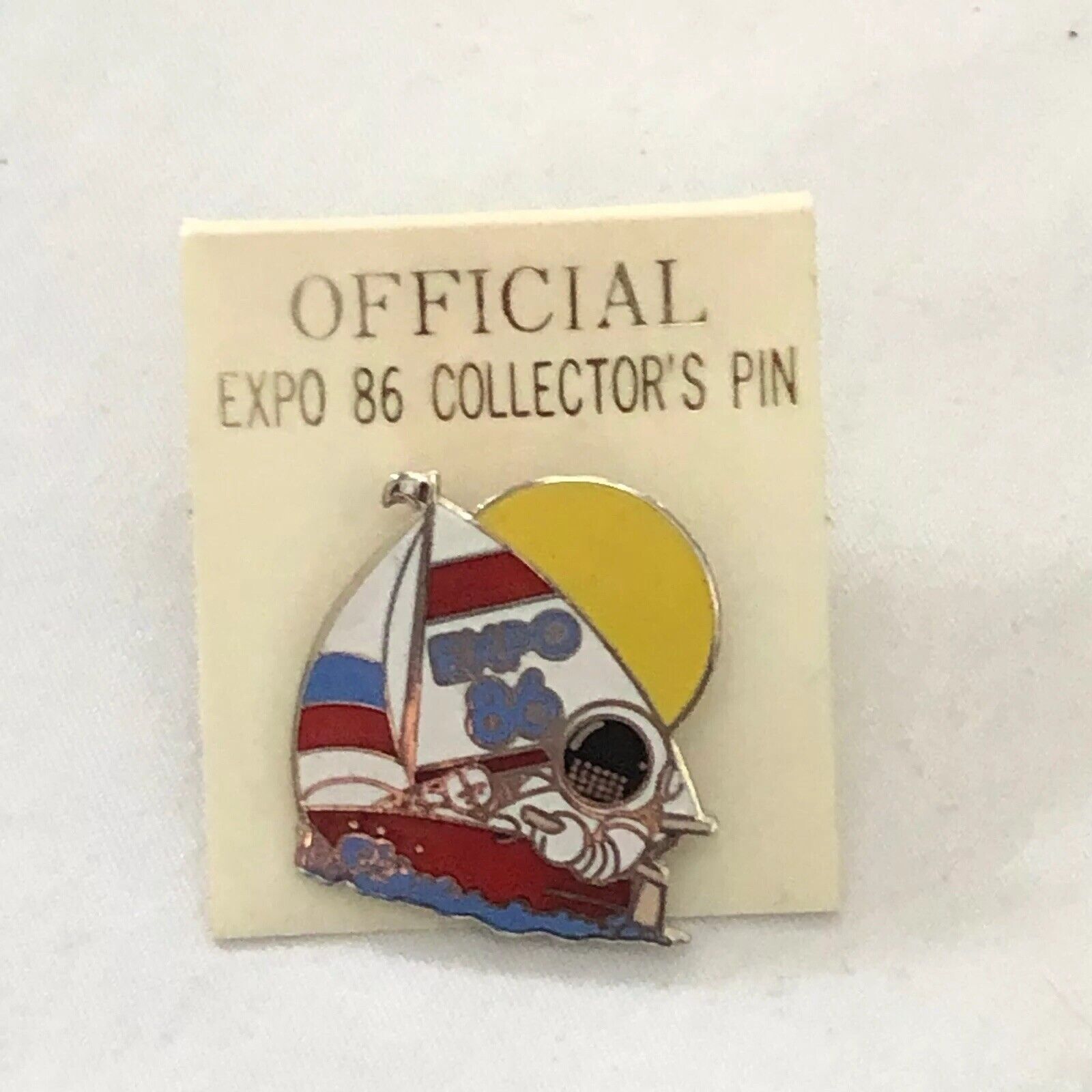 Vintage Expo 86 Collectors Pin Sailboat Brand Official New On Card