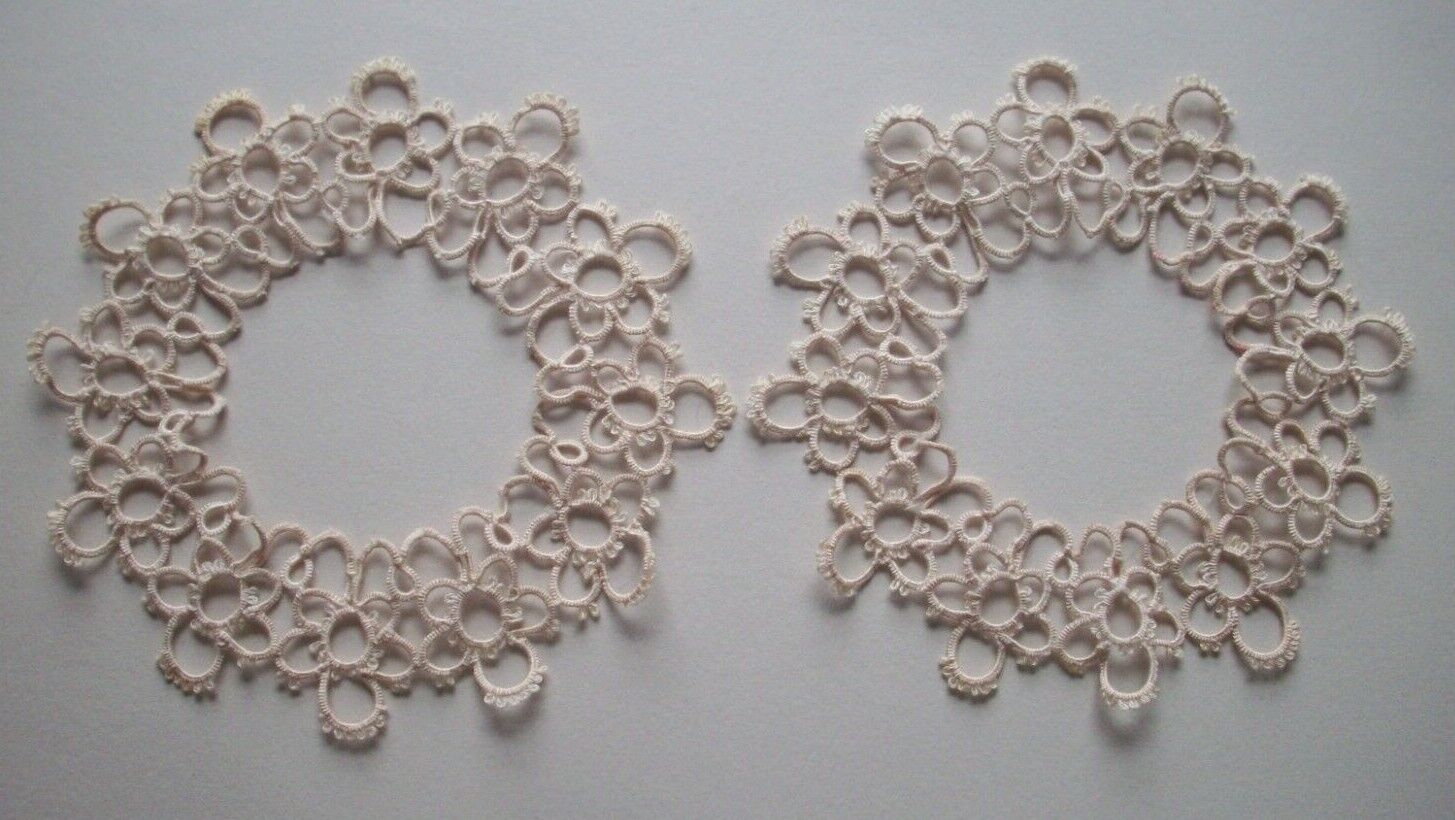 2 Tatted Circles For Doilies Candle Mats Decor 5 3/4" Across Tatting