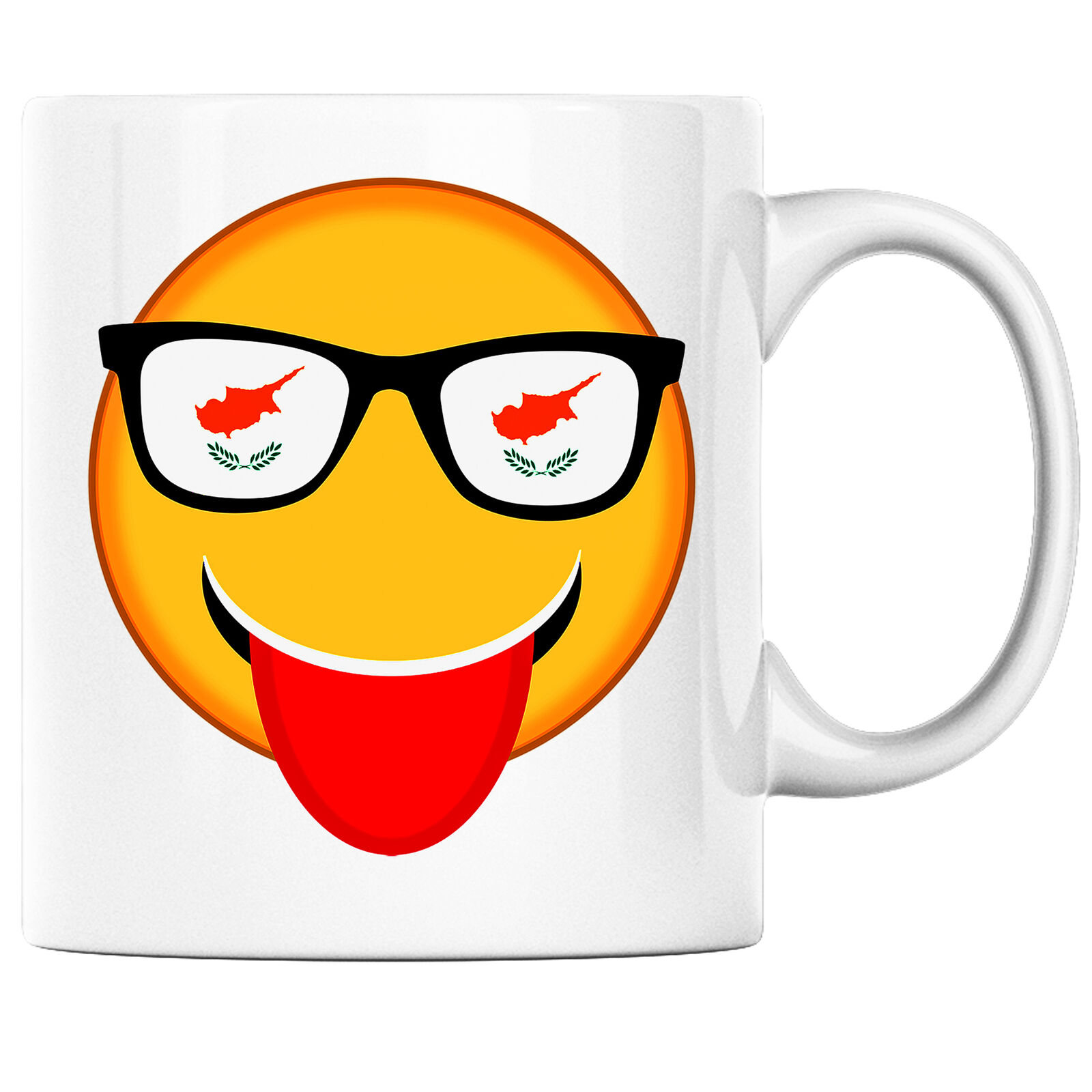 Smiling Sunglasses Emoji With Cyprus Flag Pride Heritage Coffee Mug