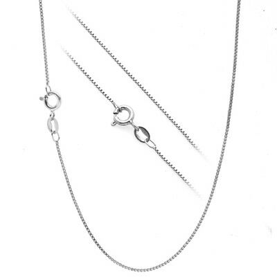 .925 Sterling Silver .7mm Box Chain Necklace for Pendants -- All Sizes 14