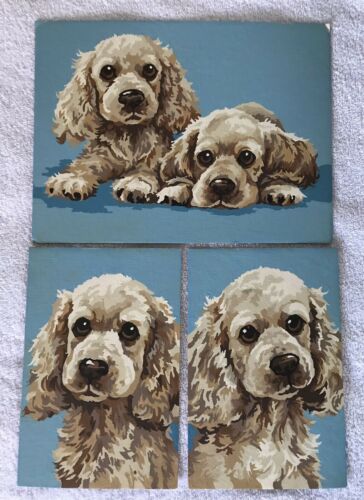 Cocker Spaniel Paint By Number Vintage Set Of 3 Completed
