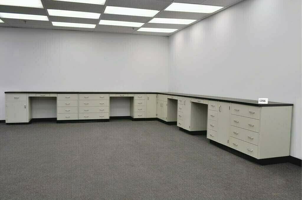 34' Laboratory L Cabinet Group W/ Tops & Desk Areas / Used / E1-853