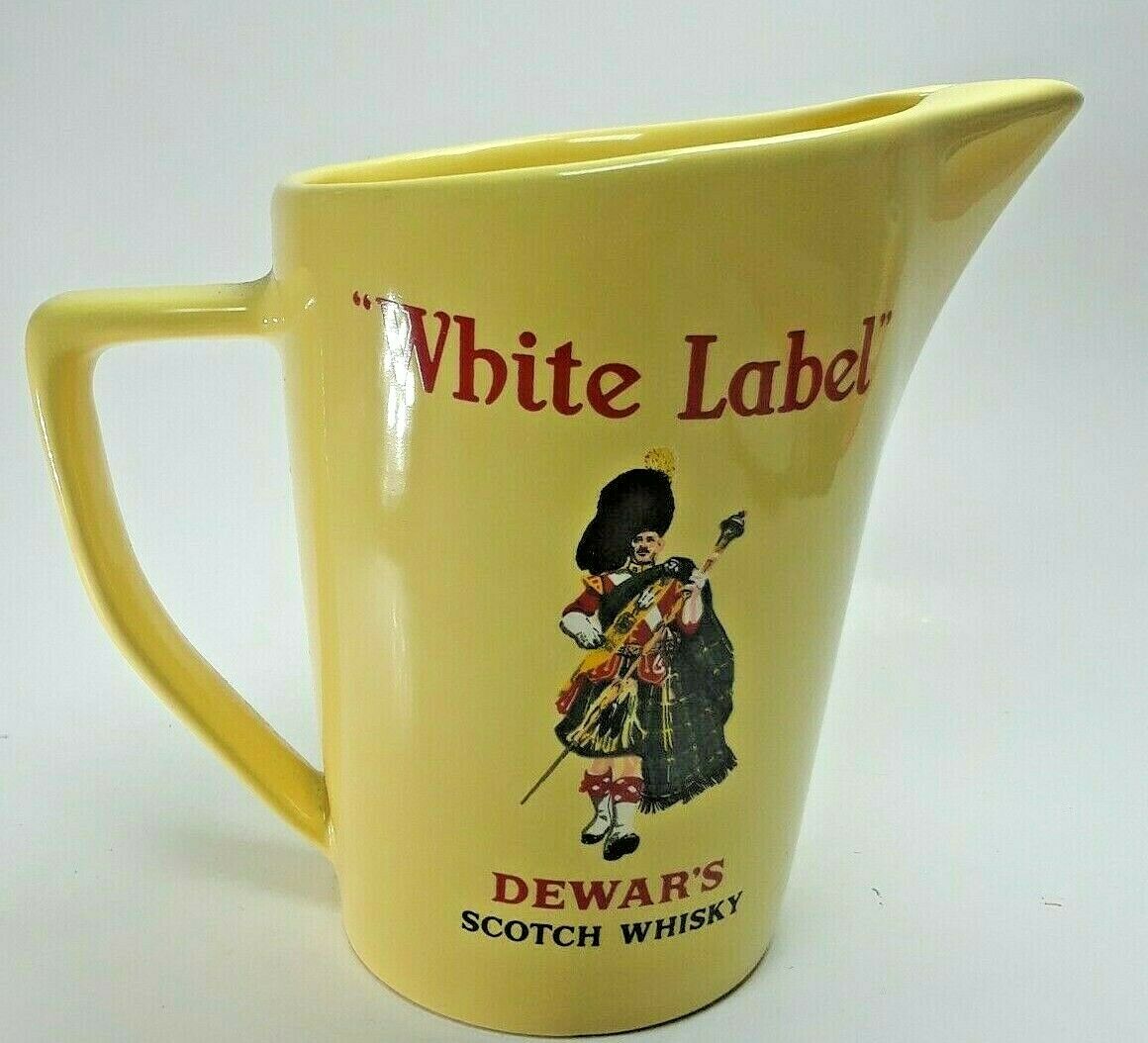 Vintage Dewar's "white Label" Scotch Whiskey 5.5" Ceramic Pitcher Mug Yellow S1