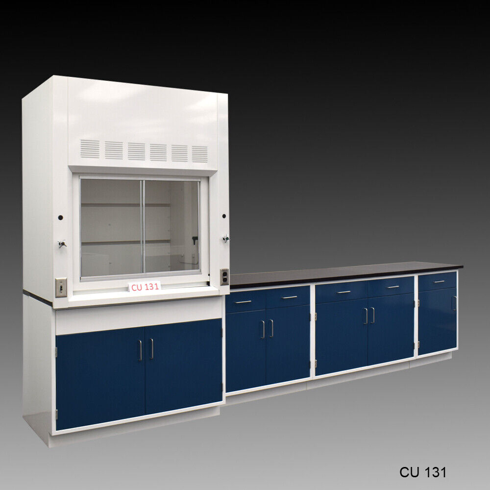 4' Fisher American Fume Hood w/ General Storage &9' Laboratory Cabinets E1-590