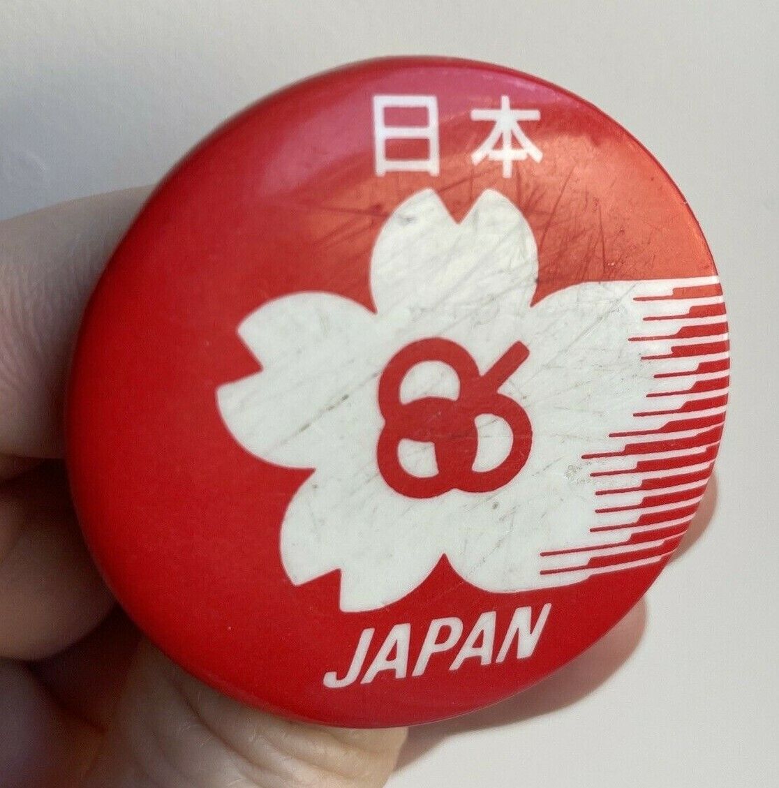 Expo 86 Japan Flower Osaska Red Vancouver Canada Bc Hat Lapel Pin Button Read