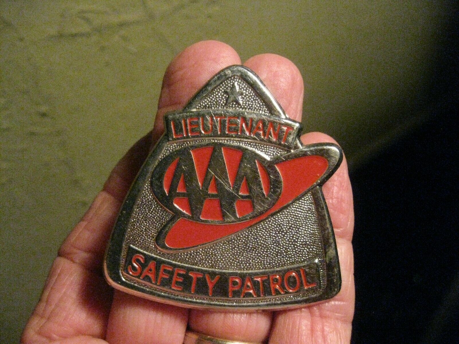 Vintage Aaa Lieutenant's School Safety Patrol Badge Rare Triangle Never Used