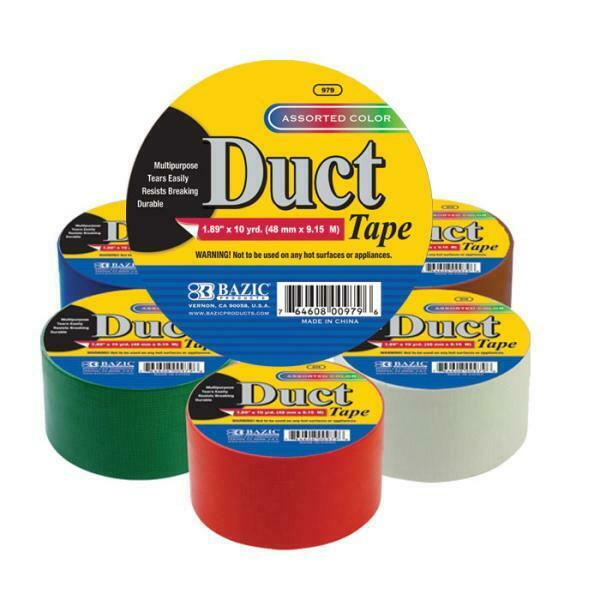 Ddi 361507 Bazic 1.88" X 10 Yard Assorted Colored Duct Tape Case Of 36