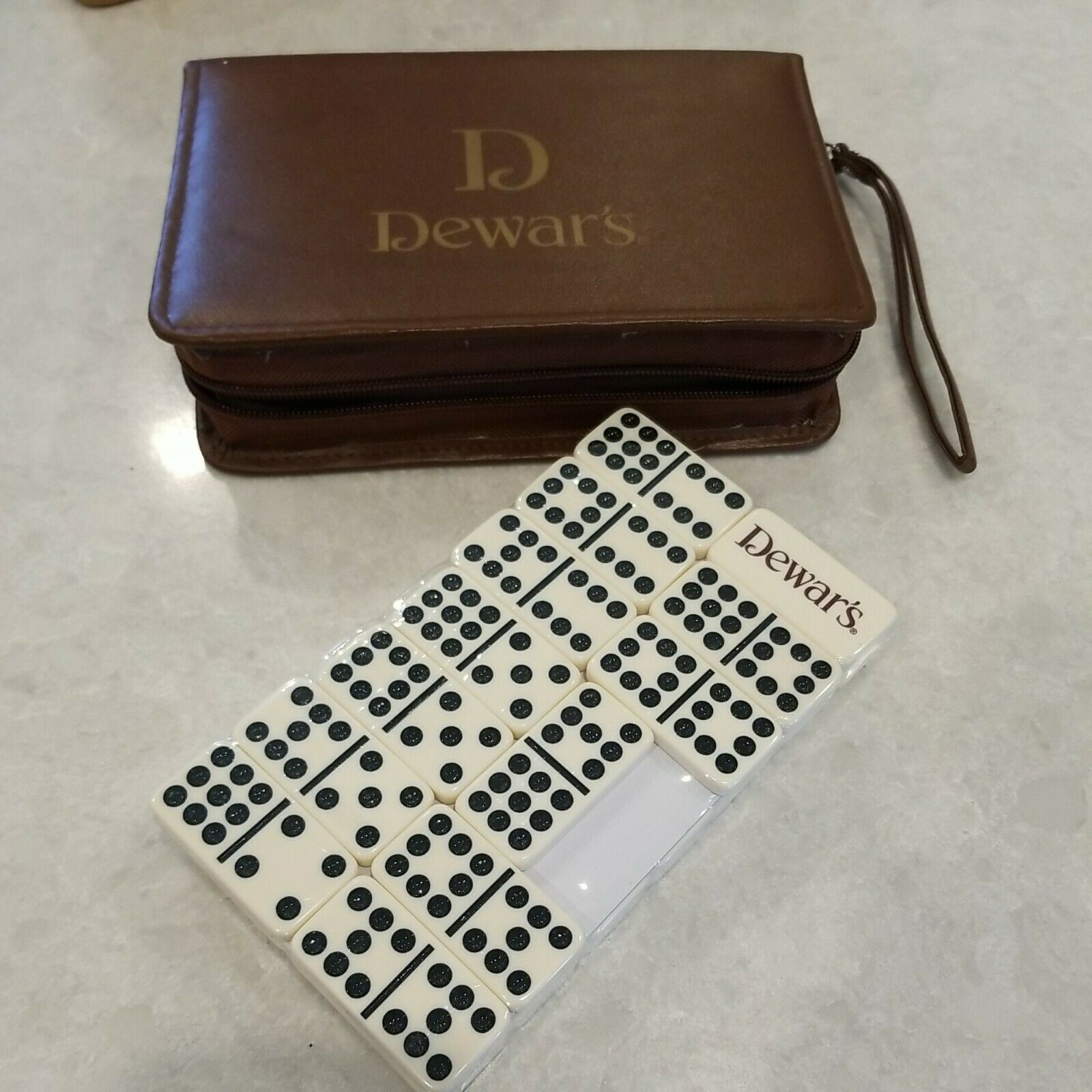 Dewar's Scotch Whiskey Advertising Dominoes Double Nine Set With Case New Nos