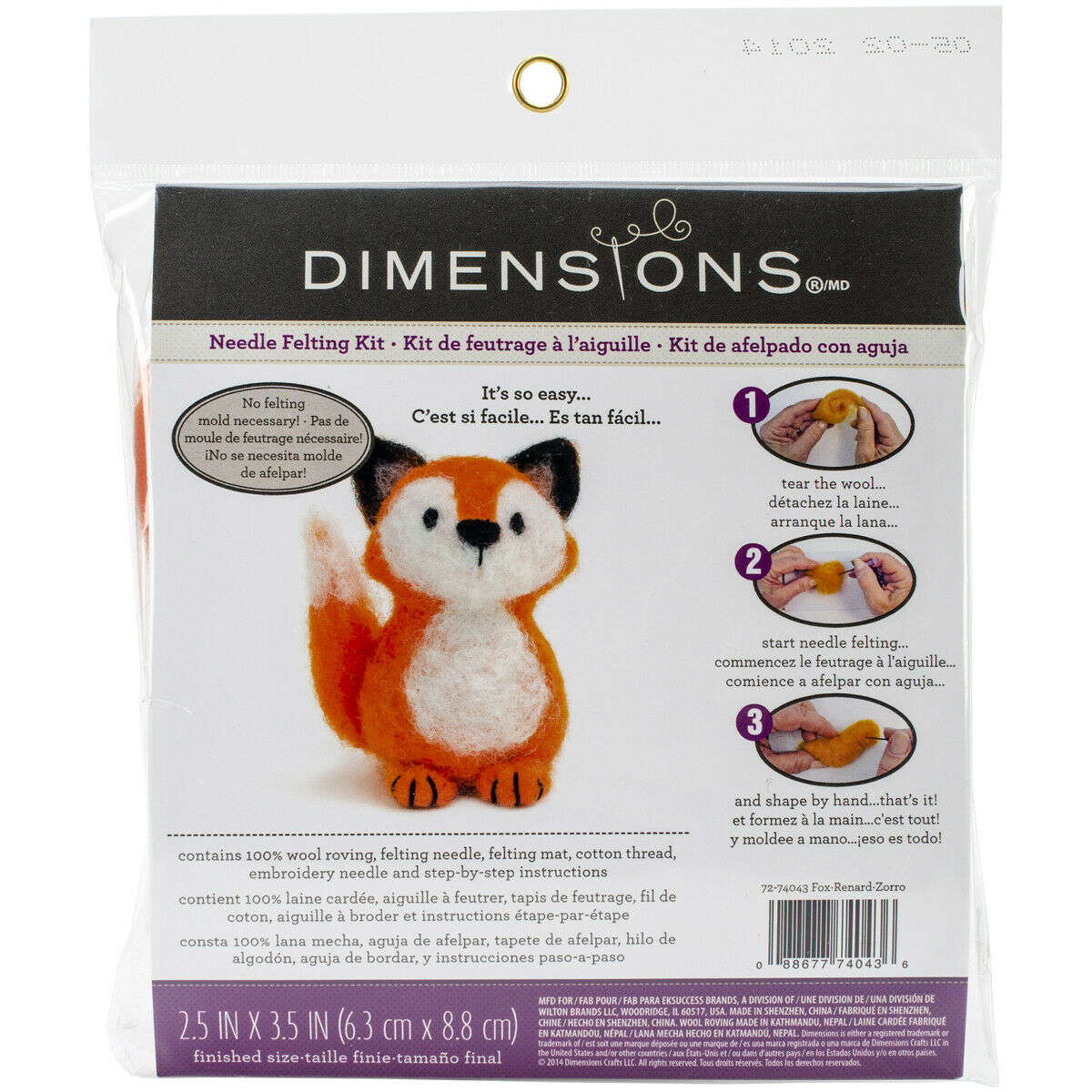 Dimensions 72-74043  3.5x2.5" -feltworks Fox Kit